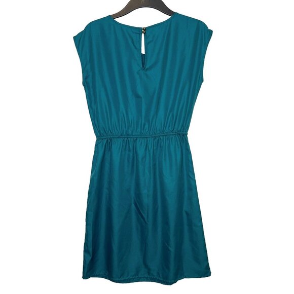 Banana Republic Dress Green Cutout Neckline Pockets Elastic Waist Mini Size 2‎ - Picture 2 of 10